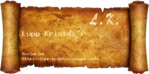 Lupp Kristóf névjegykártya